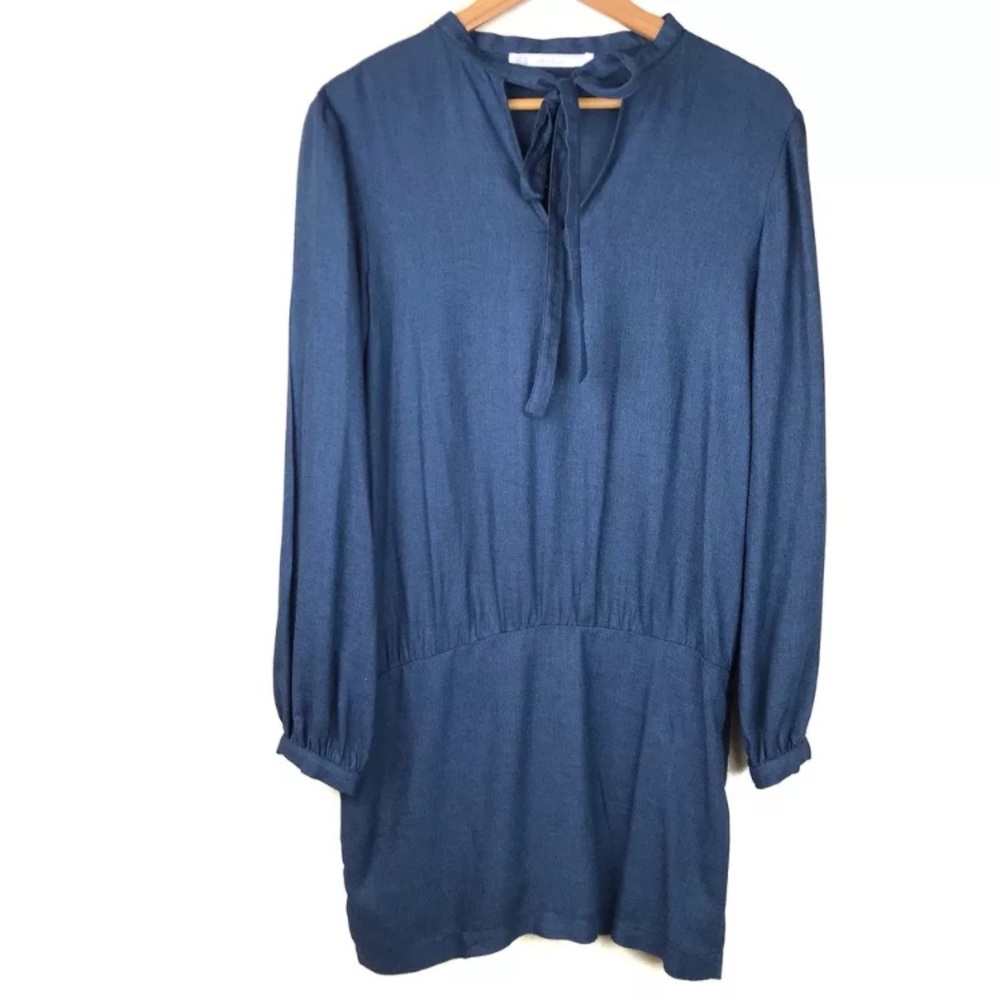 Zara Trafaluc Blue Blouson Long Sleeve Dress